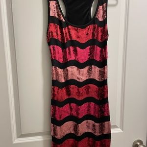 Sparkly spandex mini dress.